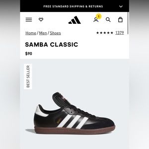 Black Adidas Samba Classic (New With Tags!!!)